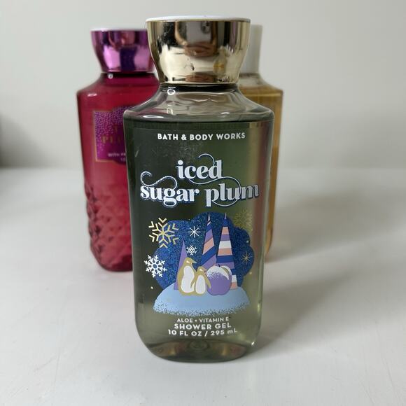 Bath & Body Works Christmas Shower Gel Peppermint Cashmere Sugar Plum Lot Of 3 - Picture 4 of 5